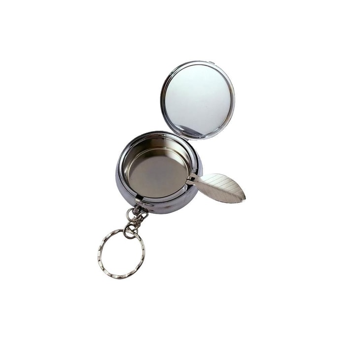 PT-ST Portable Stainless Steel Ashtray Pocket or Hanging Capacity 6 Pcs Butts for Travel and Outdoors Sliver