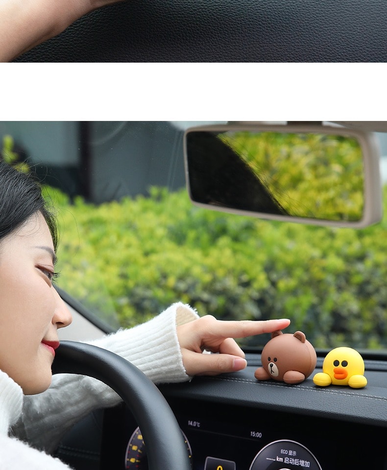 【中国直邮】  日本 LINE FRIENDS 布朗熊汽车中控台装饰 摆件 3个