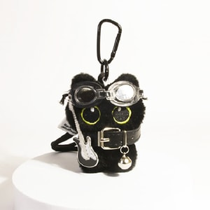 New Cute Little Black Cat Backpack Pendant Plush Toy Pendant Hug Guitar - Big Eyes Black Cat Style 1 Piece