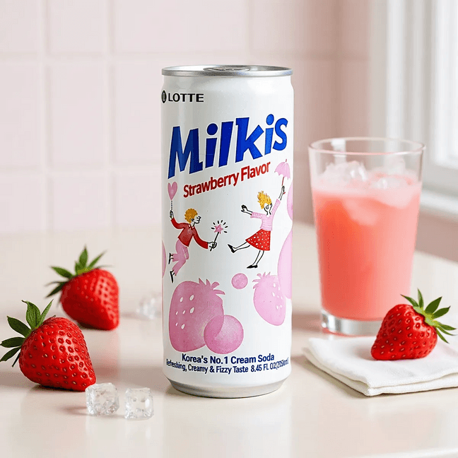 Milkis Strawberry Soda - Carbonated Strawberry-Flavored Drink, Packaging May Vary, 8.45fl oz