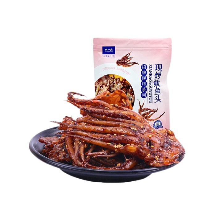 Fresh roast Squid whisker Dalian specialty Squid head Carbon roasting Iron plate squid Seafood snacks Garlic scent 80g