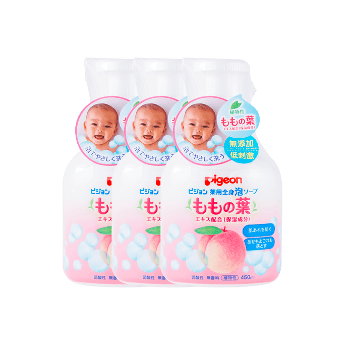 【Value Pack】Japan Peach Leaf Medicinal Moisturizing Body Foam Soap 450ml*3