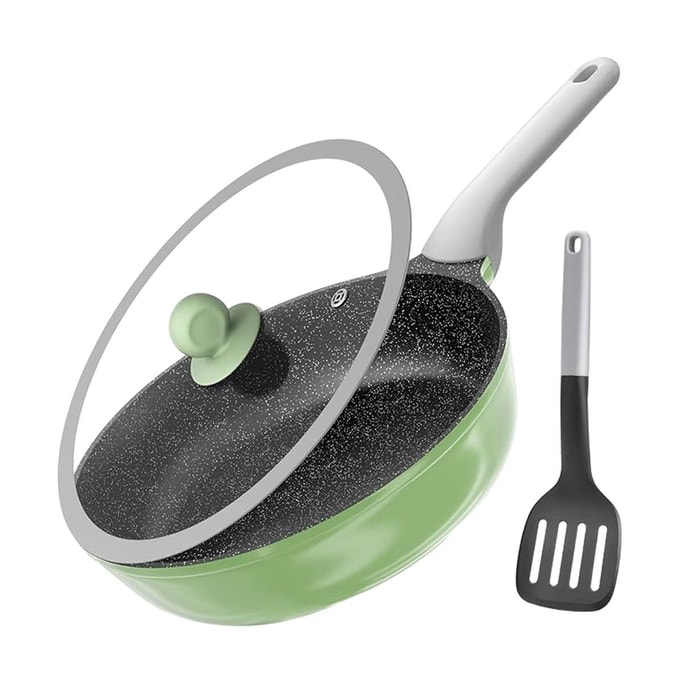 COOKER KING Non-Stick Frying Pan/Wok, Pancake Pan for Frying Eggs and Steaks with Less Smoke, Frying Pan + Spatula, 28cm