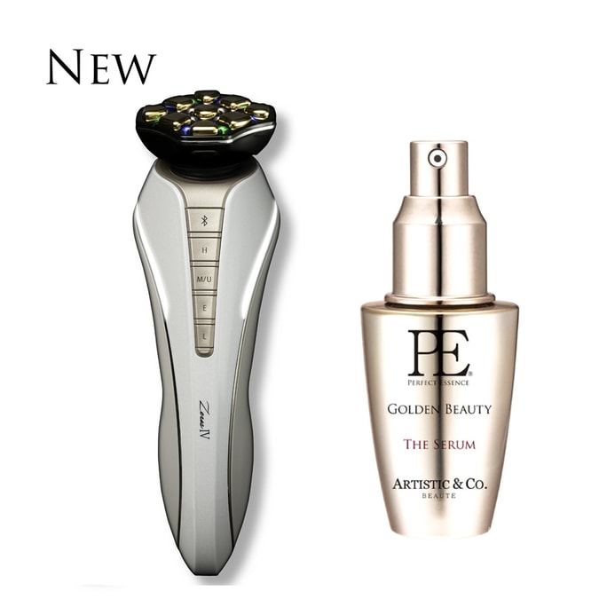 The ZeusIV Facial Tech Tool Athena White + PE Gold Beauty Essence 40ml
