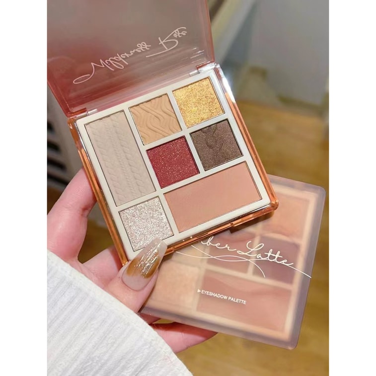 Seven color shiny Earth tone color powder blusher eye shadow plate wild rose 4