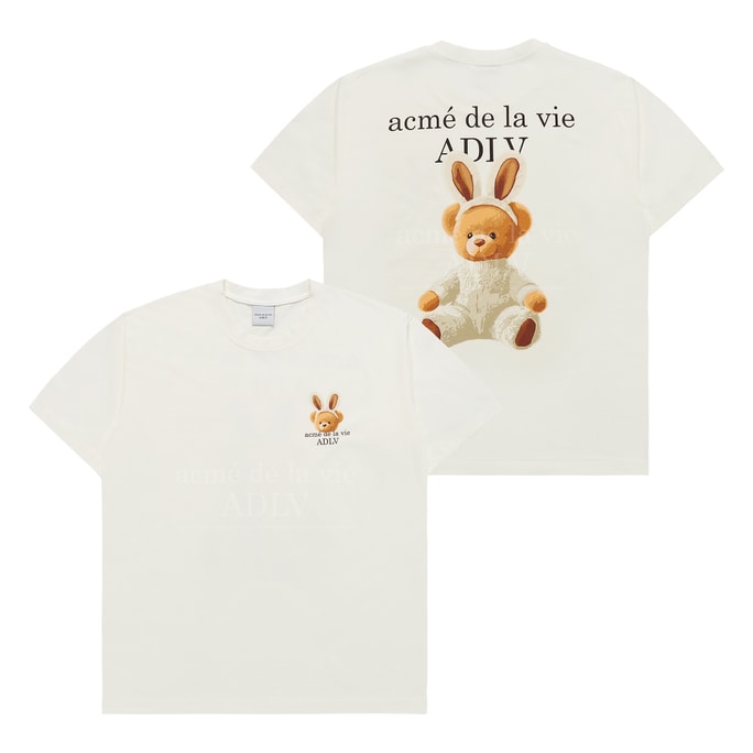 RABBIT BEAR DOLL LOGO SHORT SLEEVE T-SHIRT CREAM SIZE 1