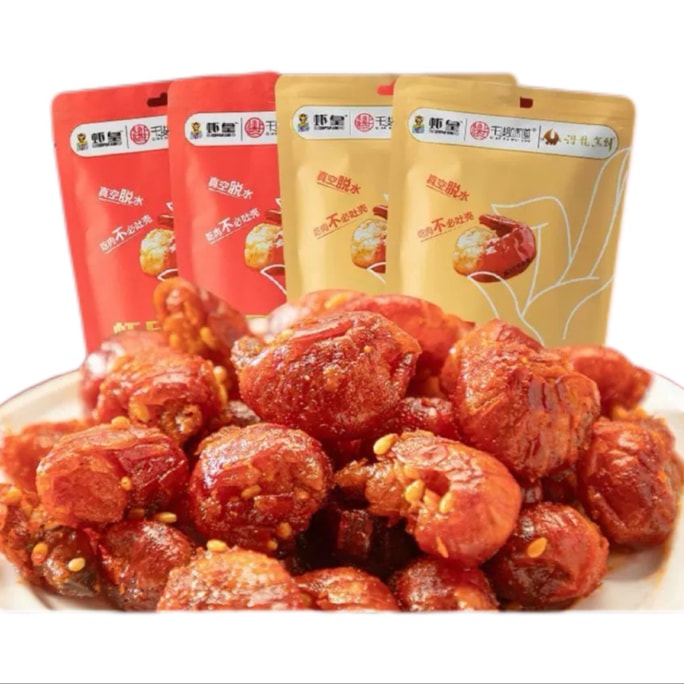 Crayfish Tail  Double Flavor   Spicy Garlic   2 Packs Inside  60g*1 Bag