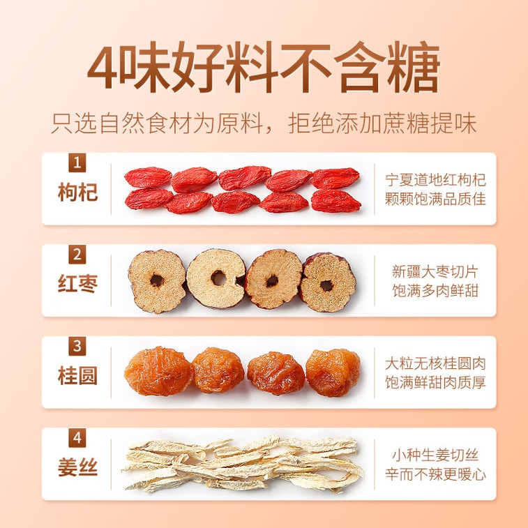 Longan Ginger Jujube Tea 120g – Whole Longan, Red Dates, Ginger, Goji Berries, Real Ingredients No Powder Fillers, Scientifically Blended, Qi-Blood Nourishing Menstrual Wellness Tea 3