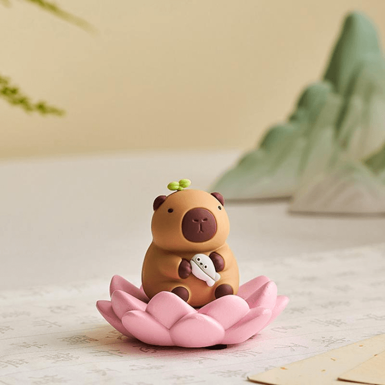 【中国直邮】堡玛罗兰佛系卡皮巴拉水豚桌面情绪稳定工位摆件专心摸鱼*1件 3