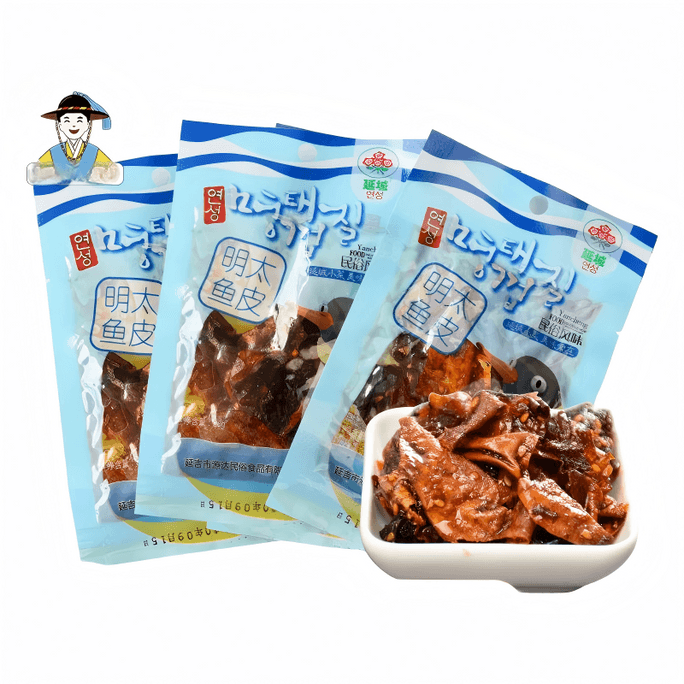 延城 延吉特產小菜零食即食下酒菜【明太魚皮】28g*3袋