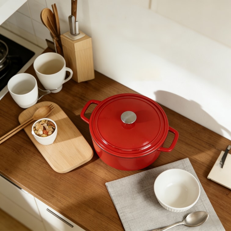 美国 西纳蒙 铸铁珐琅锅26cm (5.5QT) 经典红 家用多功能炖盅焖烧煮炖煲锅 天然微压 细煮慢炖 不挑炉灶 6