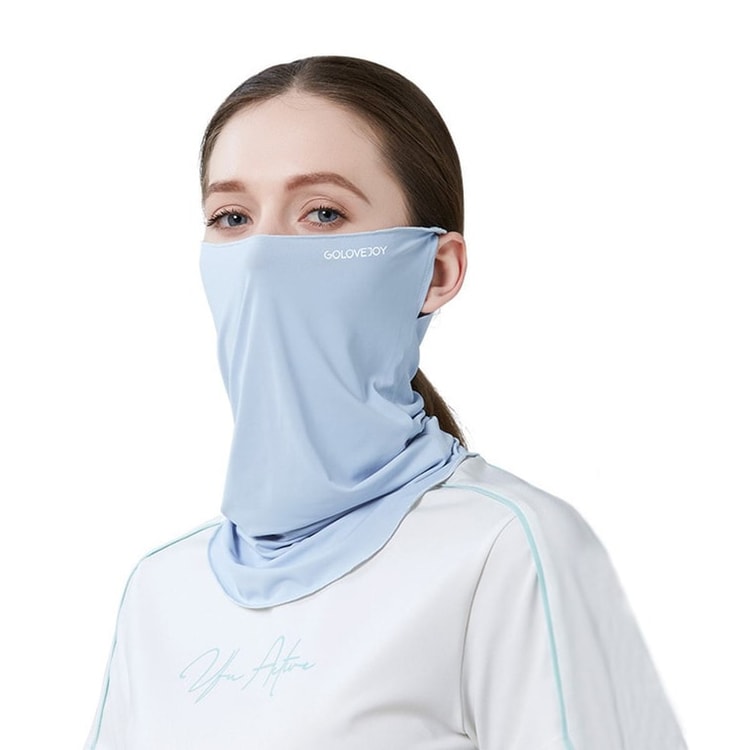 Summer sunscreen mask can protect the neck and prevent ultraviolet rays.  Ice thread cold feeling ear mask blue