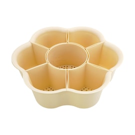 川岛屋 火锅配菜盘家用蔬菜篮 可旋转沥水篮家庭厨房分格拼盘火锅篮子  奶油白