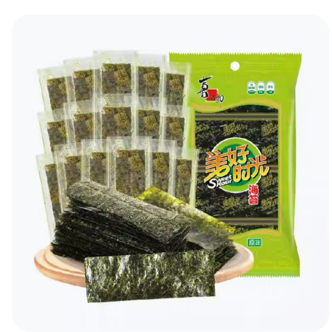 【中國直郵】 喜之郎 美好時光原味海苔片裝 即食壽司紫菜 休閒零食 12g 共16小包