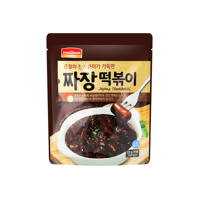Jjajang Tteokbokki - Savory Black Bean Sauce Rice Cakes, 4.4oz
