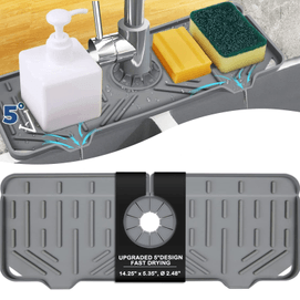 [중국 직배송] 바이링케 실리콘 수도꼭지 물튀김 방지 매트, 수도꼭지 배수 매트, 주방 및 욕실 수도꼭지 매트, 설거지용 비누 스펀지 홀더, 주방 싱크대 물튀김 방지대, 설거지용 비누 스펀지 홀더 액세서리, 주방 조리대, 욕실, 주방 싱크대 물튀김 방지대, 소형 공구 - 회색