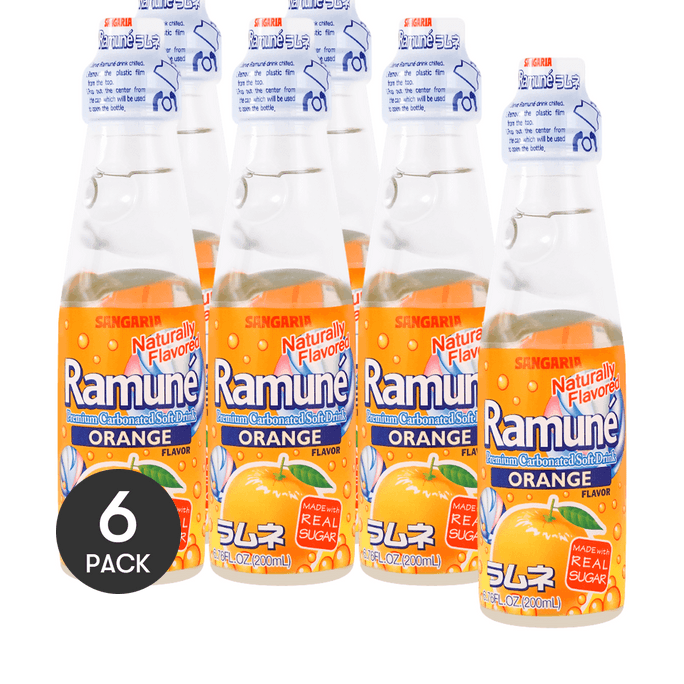 ラムネ プレミアム炭酸飲料 オレンジ味 6.76液量オンス×6【6パック】