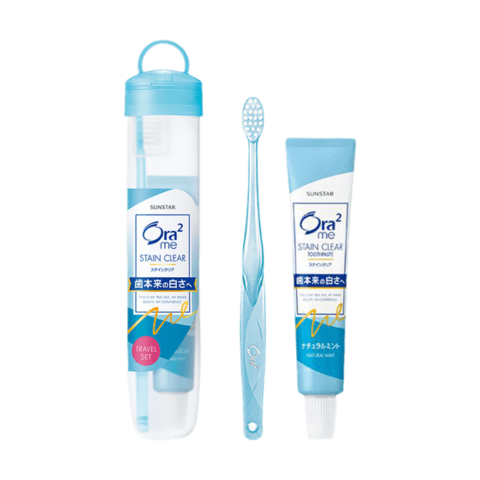 Set de voyage étui souple type brosse à dents et dentifrice 1.41oz 【Poils ultra-fins】【Menthe naturelle】【Couleur aléatoire】