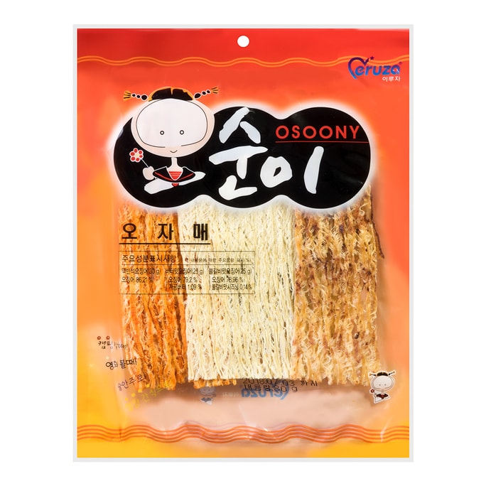 韓國ERUZA 綜合手撕魷魚片 辣味+燒烤+原味 3片入 80g