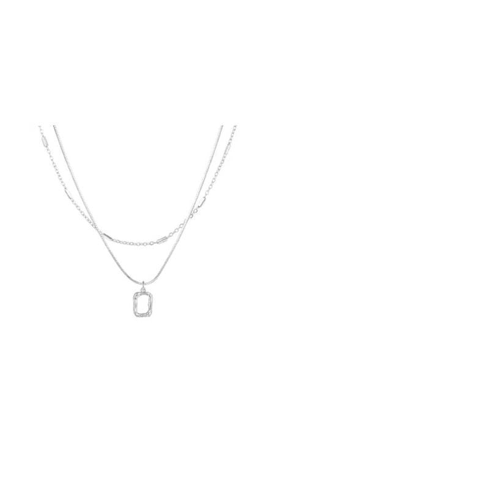 【中国直邮】 ABYB 项链mini艺术框锁骨链轻奢小众礼物毛衣链mini艺术框银色*1件