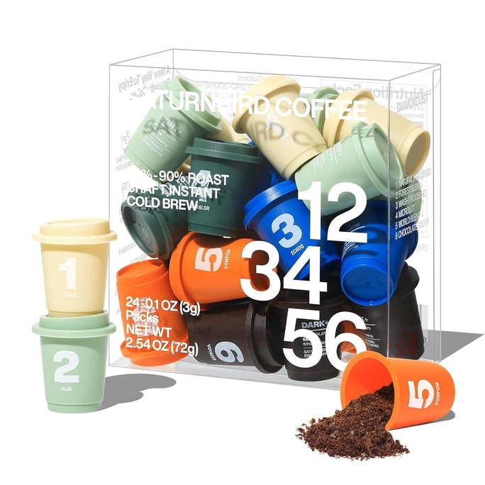 슈퍼 인스턴트 커피 6가지 맛 믹스 - 1~6번, 24컵, 2.53oz