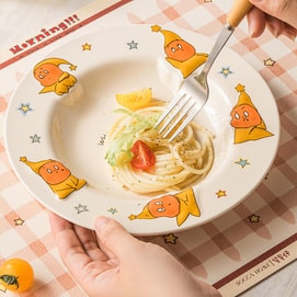 川岛屋 星星人 浮雕深盘子 陶瓷餐具 苹果款 8.25"