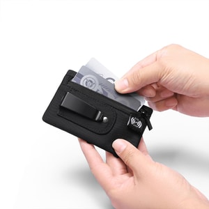 [중국 직배송] HSPM 신제품 야외 여행용 히든 코인 클립 허리 가방 도난 방지 카드 홀더 벨트 지갑 블랙 F 1개