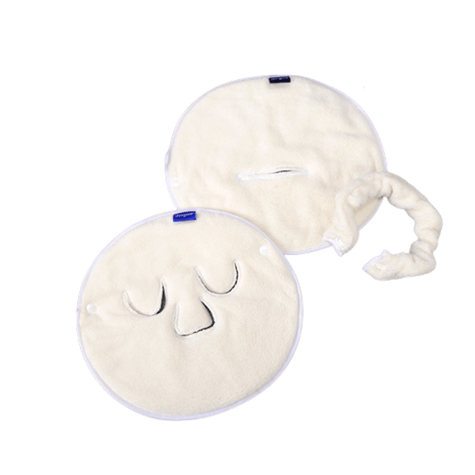 Daily Hot Compress Towel Facial Mask Beauty Compress Face Towel (White Single Hole With Elastic Band)