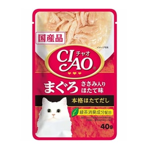 【日本直邮】 日本 CIAO 伊纳宝 豪华餐包 猫咪零食湿粮 扇贝高汤 搭配金枪鱼+鸡胸肉味 40克