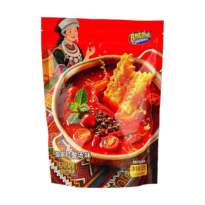 Irregularly Shaped Crispy Crackers, Miao-Style Sour Soup Flavor, 7.93 oz