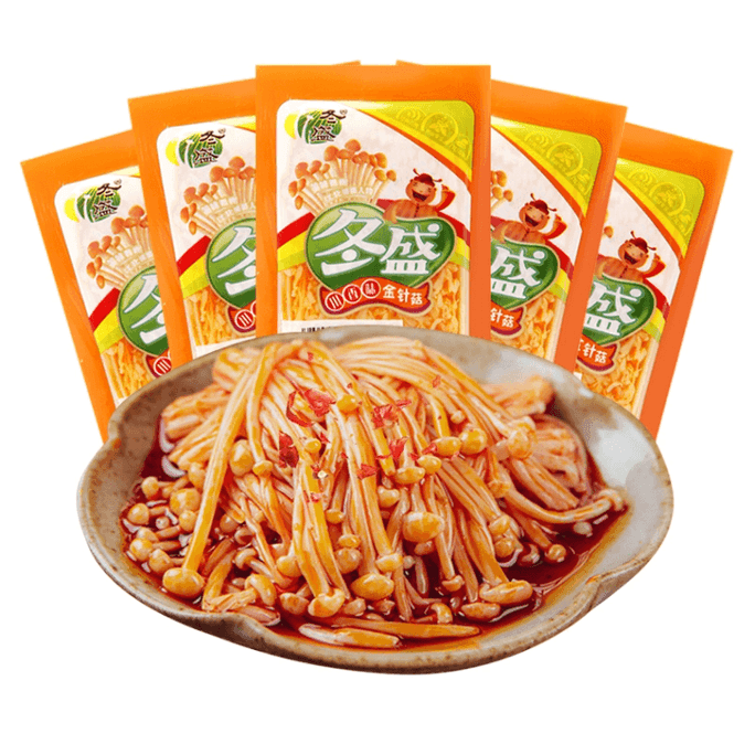 Winter abundance of enoki mushrooms   Sichuan flavor   15  g   5  bags
