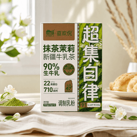 Matcha Jasmine Xinjiang Milk Tea ,5 Packs 3.53 oz【Clean Label】【High Calcium & High Protein】