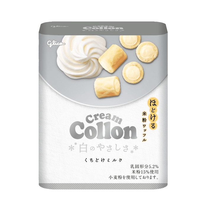【日本直邮】GLICO格力高 collon 期间限定 米粉牛奶味 奶油注心蛋卷 48g