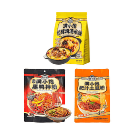 【开学尝鲜装】满小饱 松茸鸡汤风味米线+黑鸭拌粉+肥汁土豆粉 944.5g【3种口味3件组合装】