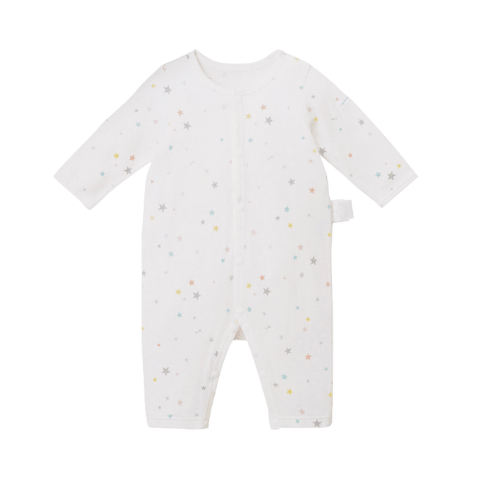 MIKIHOUSE||新版雙層紗布純棉舒適嬰兒連身衣||白色 70cm