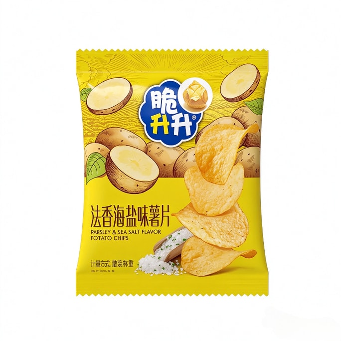 바삭한 감자칩, 향긋한 바다 소금맛, 짭짤하고 바삭한, 맑고 바삭한, 짭짤하고 바삭한. 3봉, 각 16g