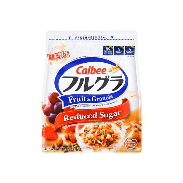 商品详情 - 日本CALBEE卡乐比 营养水果谷物麦片 低糖 425g 即食冲饮代餐 - image  0