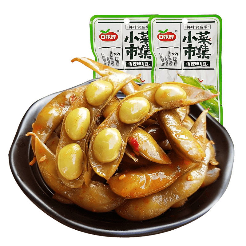 口水娃 太太太过瘾了!!!【香辣毛豆】水煮下酒菜休闲卤味素食零食即食小吃20g*10包