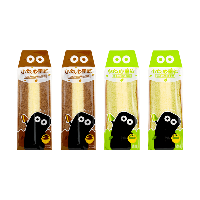 小白心里软 三明治蛋糕 抹茶味*2+ 巧克力味*2 360g【2种口味4包组合装】