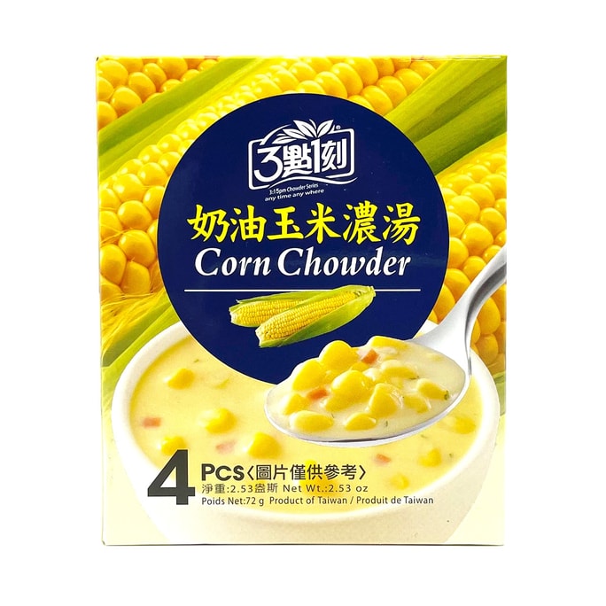 [台湾直邮] 3点一刻 奶油玉米浓汤 72g 4入