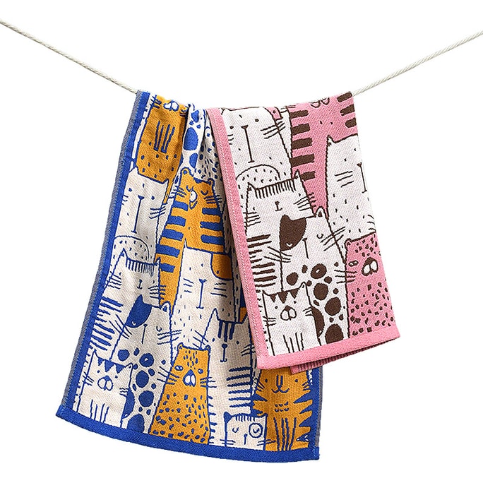 지엘리야 A급 아동용 면 타월, 2개입, 72x33cm, 귀여운 고양이 만화 패턴, 빠른 건조, 뛰어난 흡수력, 피부 친화적, 7A 등급 방부제 저항성 타월