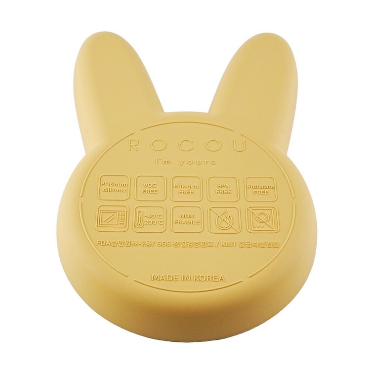 아기 실리콘 접시 먹이 접시, 토끼 꿀황색 12.0인치 x 7.9인치 x 1.3인치 5