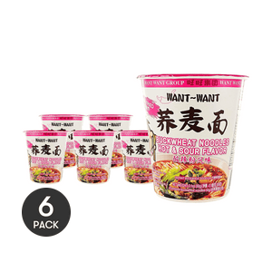 Buckwheat Noodles, Hot and Sour Flavor, 3.1 oz  *6【6 Packs】【Non Fried】【Buckwheat Content ≥50% 】