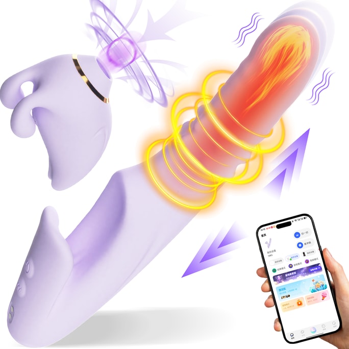 Hehuan Rabbit Smart Dual‑Head Suction Vibrator (Purple), Personal Massager with Multi‑Mode Powerful Vibration, Quiet & Waterproof, 9‑Mode Suction/Vibration/Telescoping/Swinging/Rotating Beads, Heating