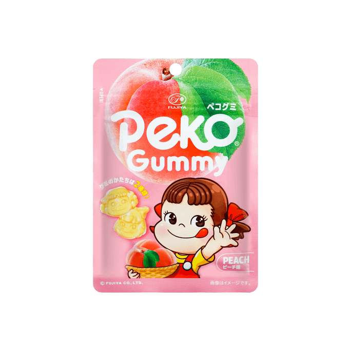 Peko Chan Peach Gummies - Japanese Soft Fruit Candy, 1.7oz