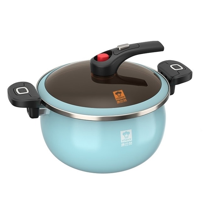【中国直邮】康巴赫 珐琅微压锅6.5L 汤锅不粘锅 煲汤炖肉锅 加深加厚防溢焖煮锅 电磁炉燃气灶通用 蓝色