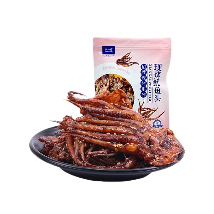 [연예인 추천]수이팡 갓구운 오징어 촉수, 대련 특산 오징어 머리, 숯불구이 철판 오징어 해물스낵, 매운맛 80g