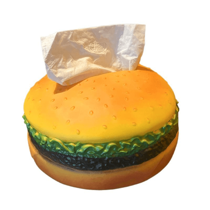 【中國直郵】良舍家居漢堡紙巾盒抽紙盒客廳臥室房間床頭桌面裝飾品擺件漢堡圓形1個