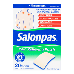 Salonpas Pain Relieving Patch, Apply for 8 Hours, 20ct, 2.83''x1.81''