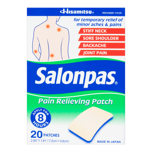 Salonpas Pain Relieving Patch, Apply for 8 Hours, 20ct, 2.83''x1.81''